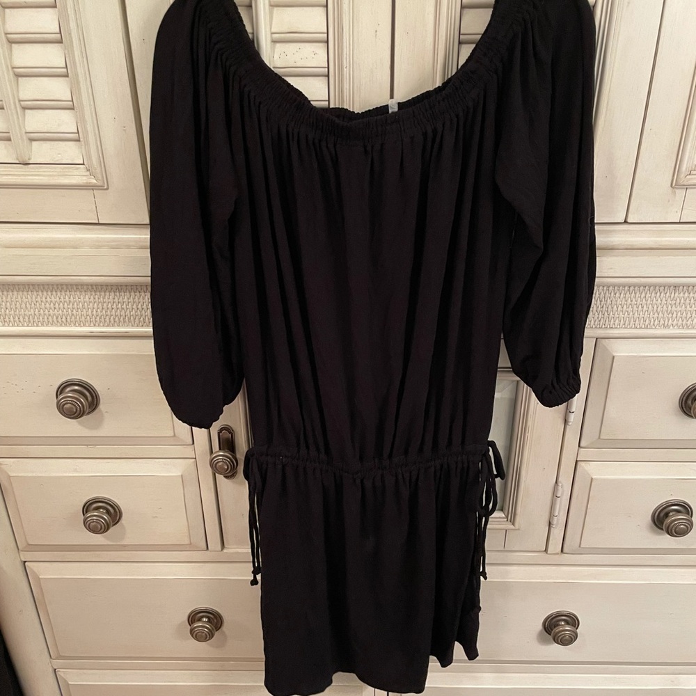 On The Road Black Off The Shoulder Dress w/ Ties M